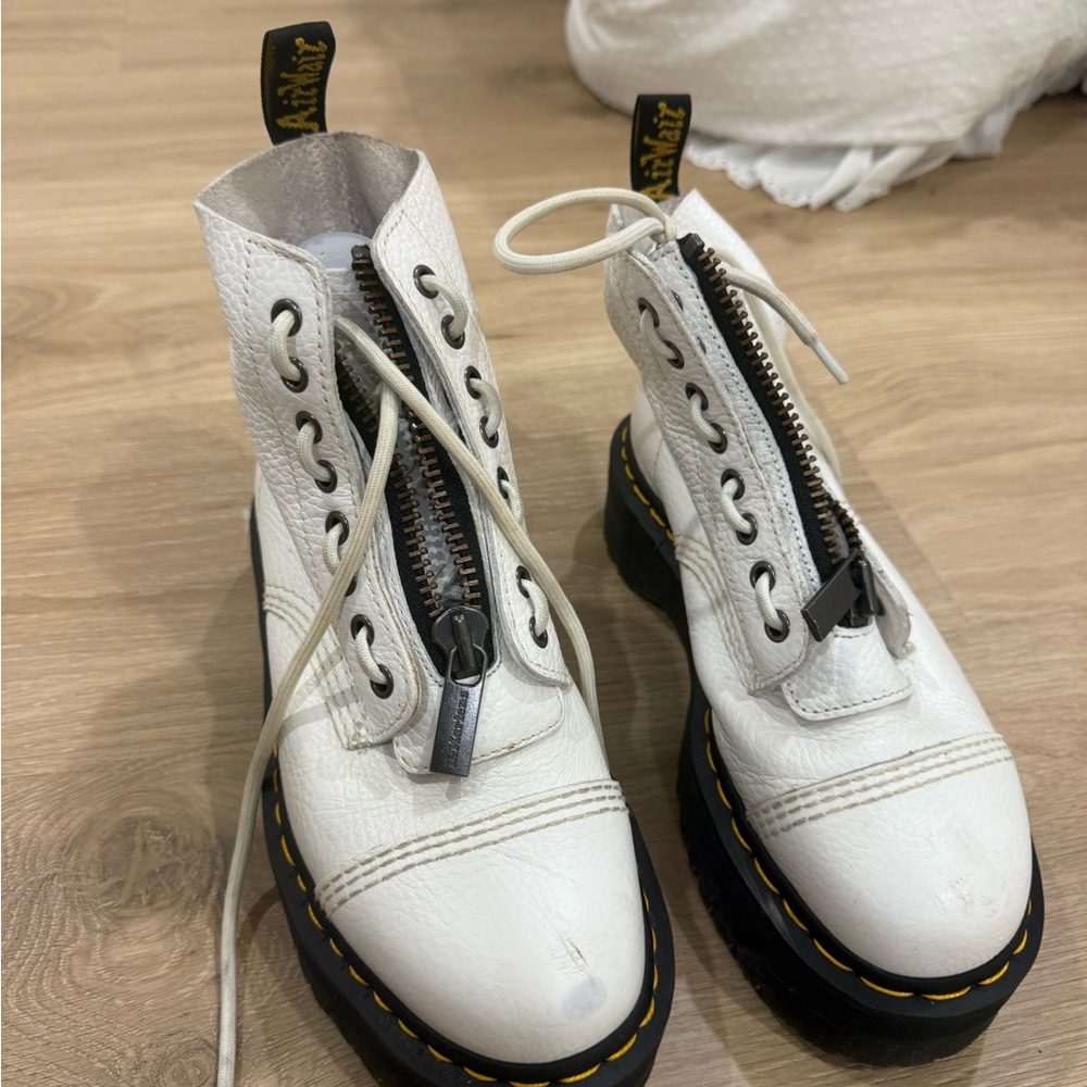 Dr. Martens White Leather Combat Boots